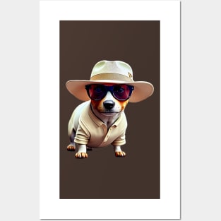 The High Life: Billionaire Dachshund in a White Fedora Tee Posters and Art